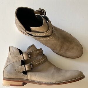 FREE PEOPLE Braeburn Ankle Boots  Rustic Distressed Double Strap Size EU 37